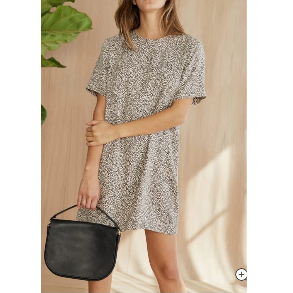 Jenni Kayne Leopard T Shirt Dress Viscose Short Sleeve Small